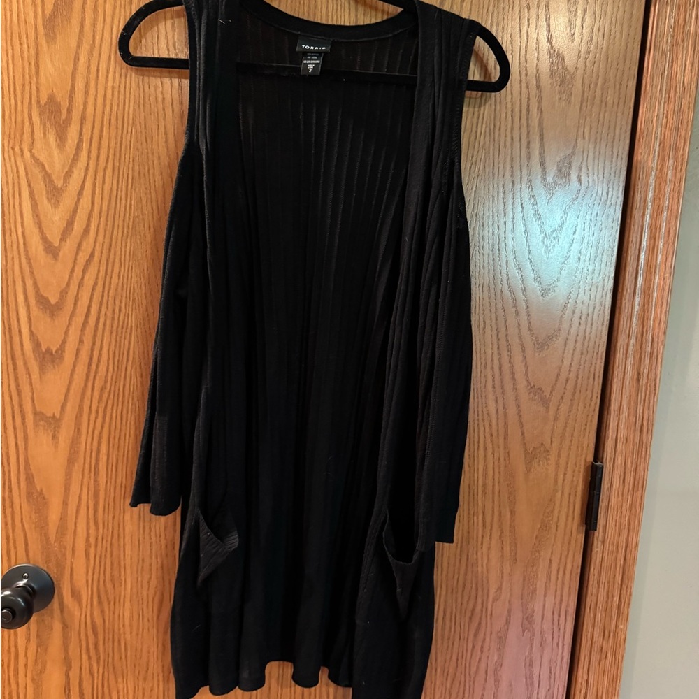 Black Cold Shoulder Cardigan